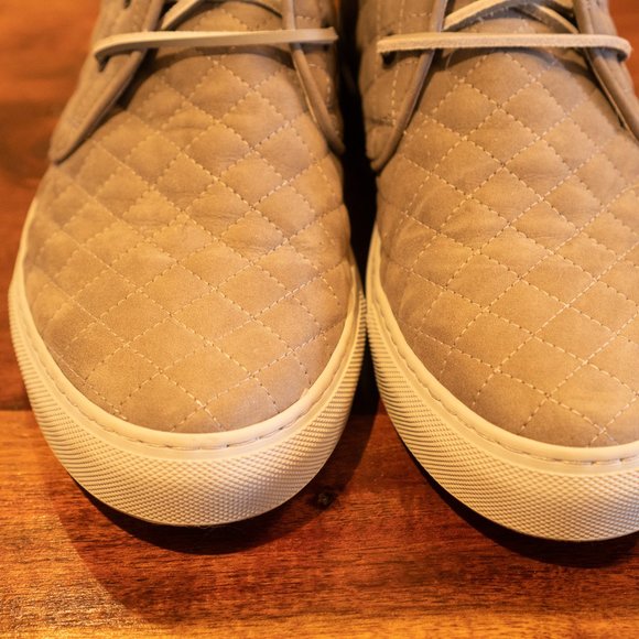 DEL TORO - Made in Italy Gray Quilted Leather High Top Chukka Sneakers main image 4